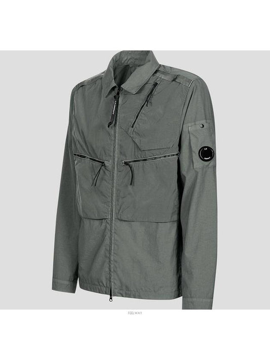 Men's Lens Waffen Garment Dye-over Zip-up Jacket Khaki - CP COMPANY - BALAAN 2