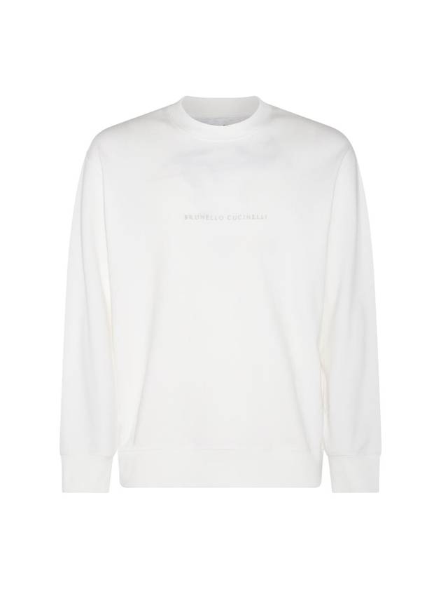 Embroidered Logo Crewneck Sweatshirt White - BRUNELLO CUCINELLI - BALAAN 1