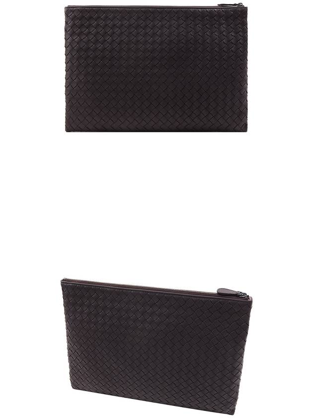 Intrecciato Document Leather Clutch Bag Dark Brown - BOTTEGA VENETA - BALAAN 8