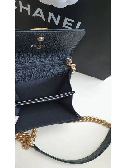 Boy chain card wallet black caviar vintage gold AP2206 - CHANEL - BALAAN 2