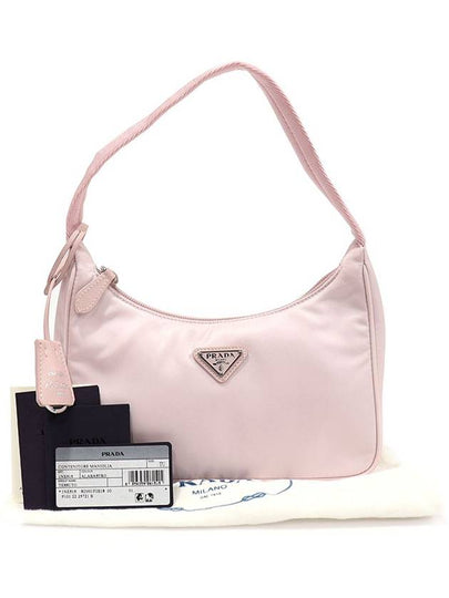 1NE515 Re edition Alabaster Pink Nylon Tesuto Silver Triangle Hobo Shoulder Bag - PRADA - BALAAN 2