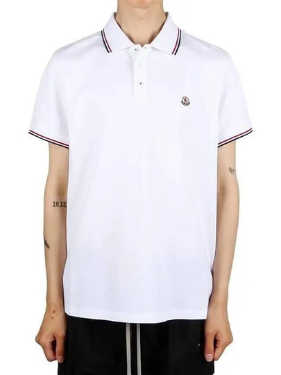 Logo Patch Short Sleeve Polo Optical White - MONCLER - BALAAN 2