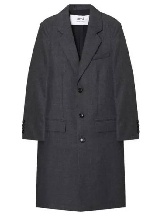 Men's Virgin Wool Single Coat Dark Gray - AMI - BALAAN 1