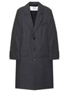 Men's Virgin Wool Single Coat Dark Grey - AMI - BALAAN 1