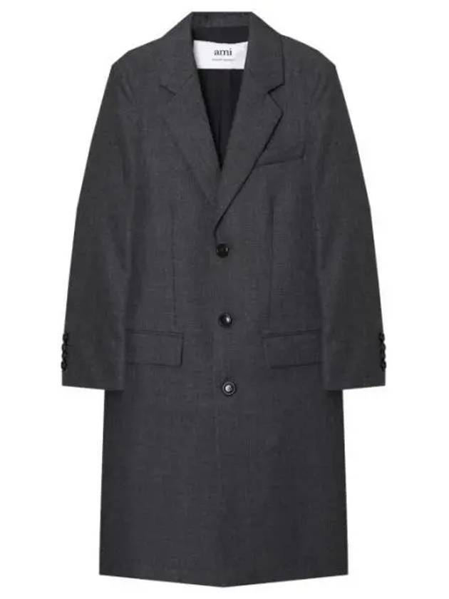 Men's Virgin Wool Single Coat Dark Grey - AMI - BALAAN 1