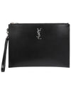 Monogram Silver Logo Clutch Bag Black - SAINT LAURENT - BALAAN 2