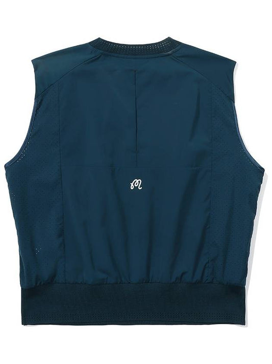 Punching hybrid woven vest DARK BLUE WOMAN - MALBON GOLF - BALAAN 2