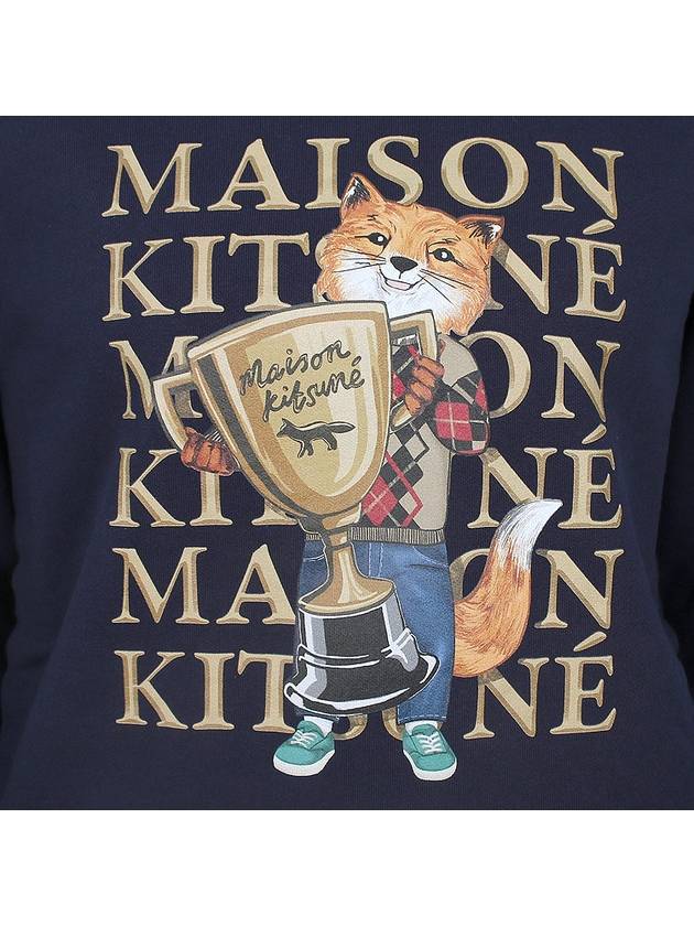 Fox Champion Print Sweatshirt Navy - MAISON KITSUNE - BALAAN 7