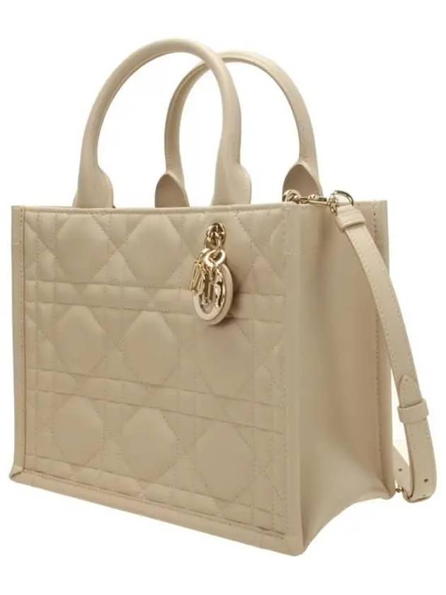 Macrocannage Calfskin Small Book Tote Bag Powder Beige - DIOR - BALAAN 3