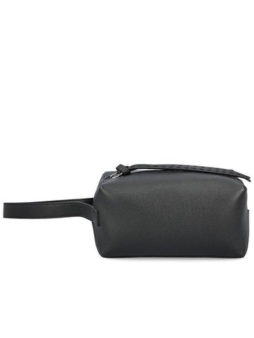 Roma Toiletry Leather Pouch Bag Black - FENDI - BALAAN 1