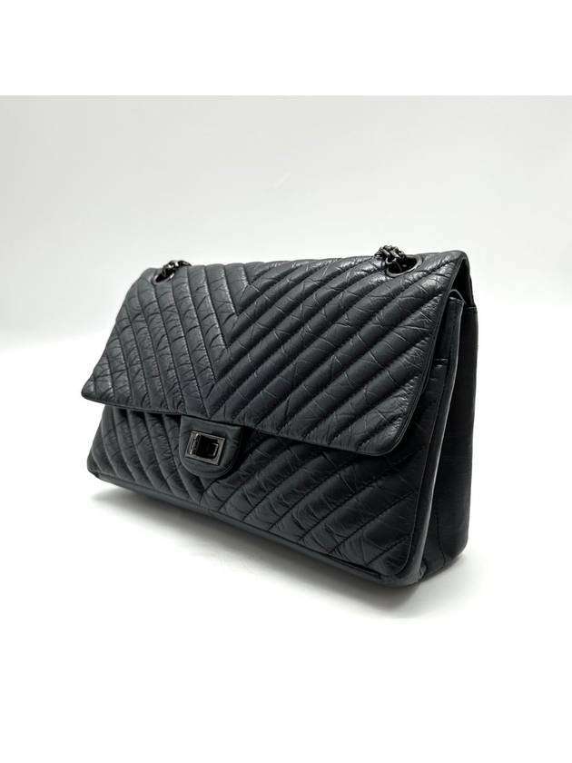 Vintage 2 55 Large Chevron Black Shoulder Bag - CHANEL - BALAAN 3