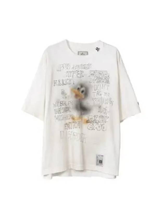 Men s Duck Print Distressed T Shirt J13TS732 WHITE - MIHARA YASUHIRO - BALAAN 1