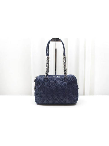 Blue Matera Leather Chain Tote Shoulder Bag - MIU MIU - BALAAN 1