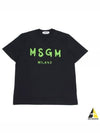 Milano Brushed Logo Cotton Short Sleeve T-Shirt Black - MSGM - BALAAN 2