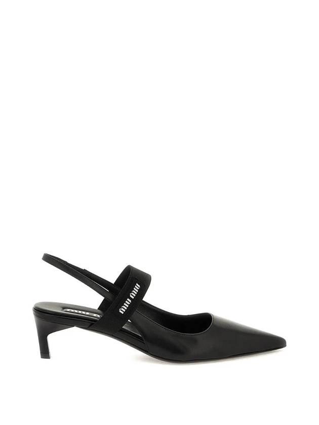 Leather Pumps Slingback Heel Black - MIU MIU - BALAAN 1