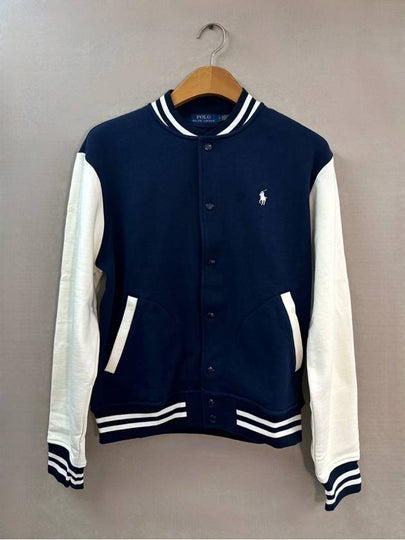 Fleece Baseball Bomber Jacket Navy - POLO RALPH LAUREN - BALAAN 2