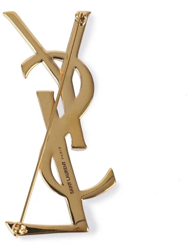 Snake Textured Monogram Brooch Gold - SAINT LAURENT - 5