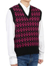 Men's Heart Logo Knit Vest Black Purple - AMI - BALAAN 4