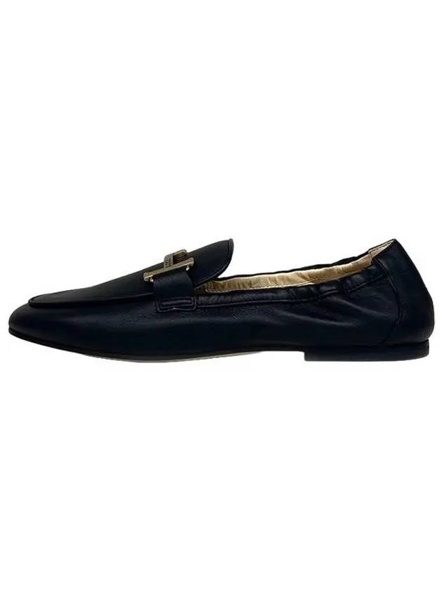 Women's Double T Leather Loafers Black - TOD'S - BALAAN 2