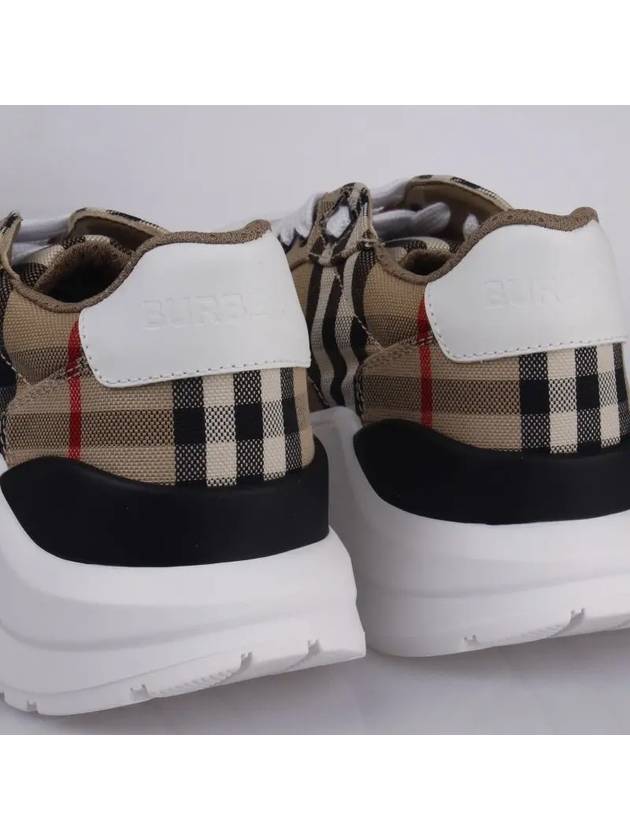 Vintage Check And Leather Sneakers White Archive Beige - BURBERRY - BALAAN 3