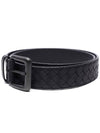 Intrecciato Leather Belt Black - BOTTEGA VENETA - BALAAN 4