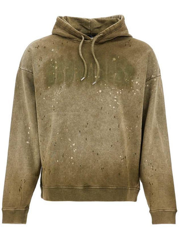 olive green cotton hoodie with original print - DSQUARED2 - BALAAN 1