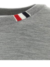 Intarsia Stitch Crew Neck Merino Wool Knit Top Light Grey - THOM BROWNE - BALAAN 7