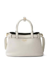 Double Belt Buckle Large Leather Handles Tote Bag White Black - PRADA - BALAAN 1