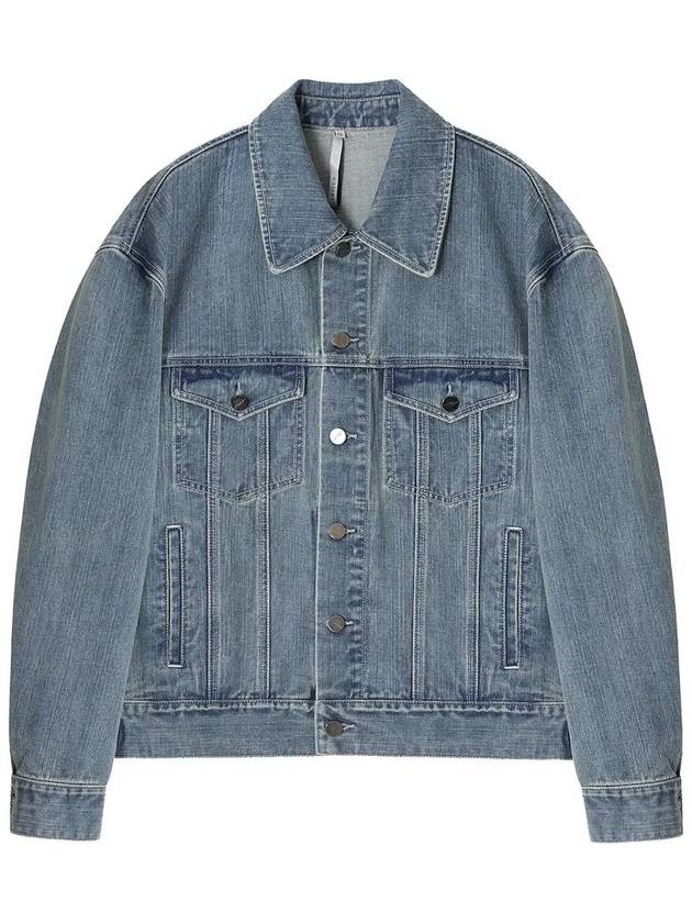 Overfit Cropped Denim Jacket Blue - NOIRER - BALAAN 4