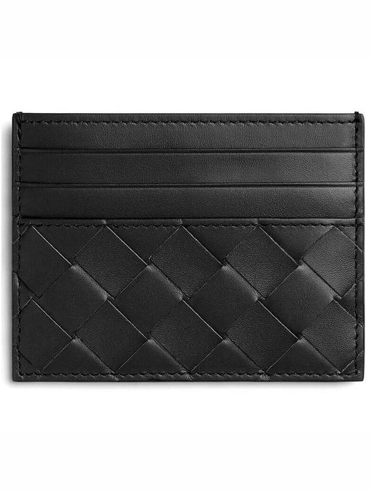 Intrecciato Leather Card Wallet Black - BOTTEGA VENETA - BALAAN.