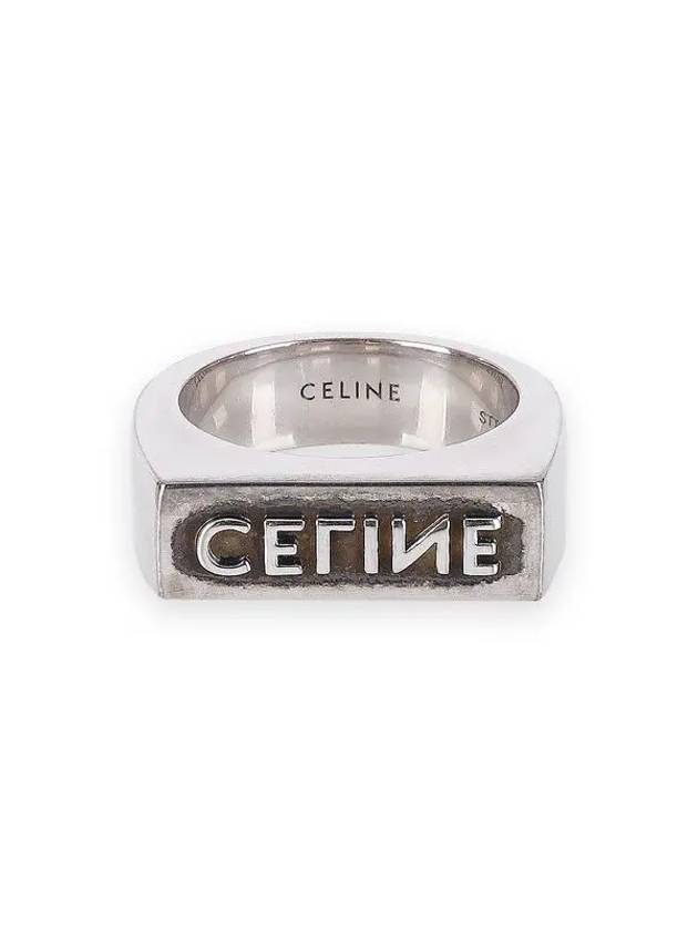 Stamped Logo Ring Silver - CELINE - BALAAN 2