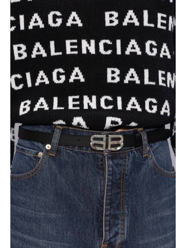 BB Crush Leather Belt Black - BALENCIAGA - BALAAN 5