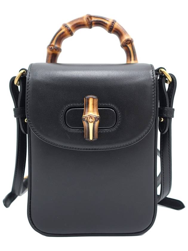 Women s Gucci 702106 Black Leather Bamboo Top Handle Mini 2WAY gt bag Gangbuk used luxury goods - GUCCI - BALAAN 2