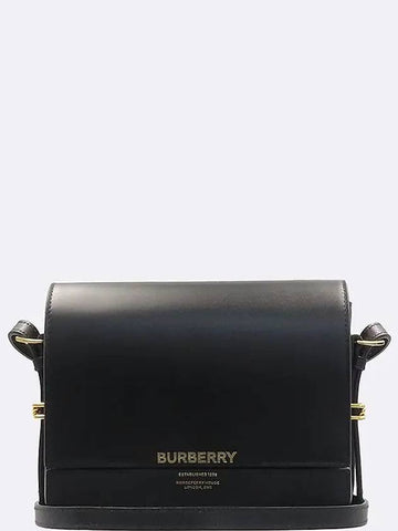 8067035 Black Leather GRACE Small Horseferry Logo Print Flap Mini Shoulder Bag - BURBERRY - BALAAN 1