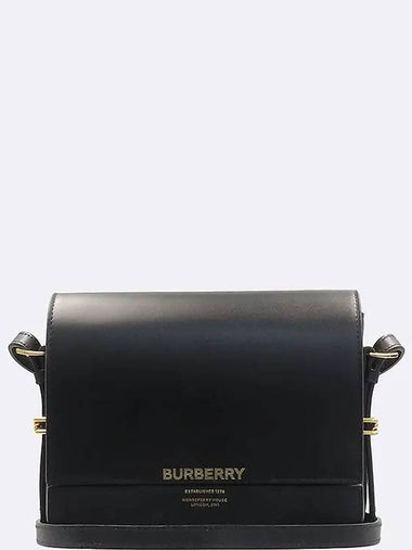 8067035 Black Leather GRACE Small Horseferry Logo Print Flap Mini Shoulder Bag - BURBERRY - BALAAN 1