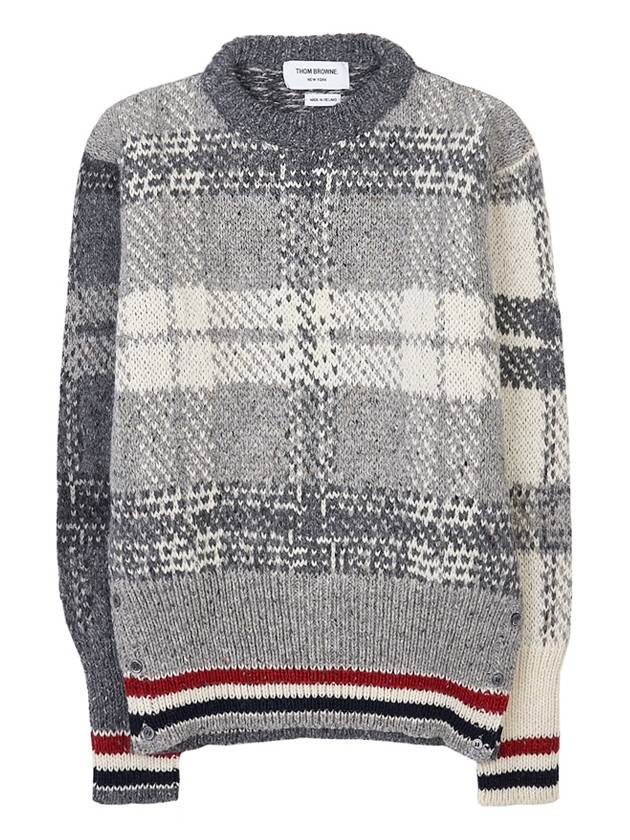 Tartan Check Jacquard Wool Mohair Knit Top Grey - THOM BROWNE - BALAAN 11