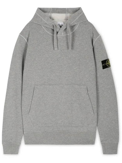 Logo Patch Drawstring Hoodie Melange Grey - STONE ISLAND - BALAAN 2