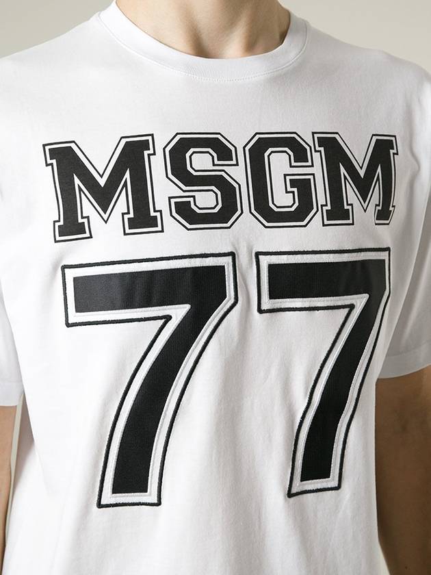 77 Logo Print Short Sleeve T-Shirt Grey - MSGM - BALAAN 6