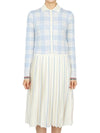 Hairline Check Merino Scalloped Long Dress White - THOM BROWNE - BALAAN 2