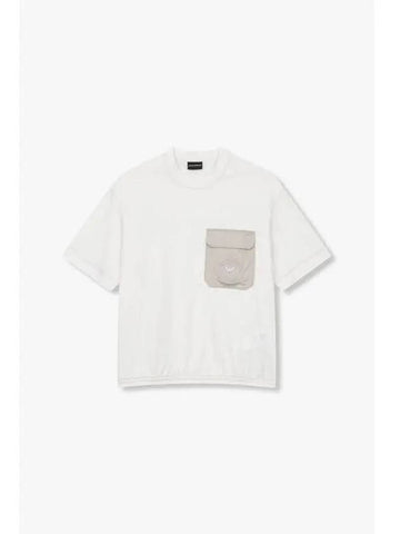 Men s Flap Pocket Banded Hem T Shirt Ivory - EMPORIO ARMANI - BALAAN 1