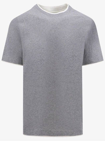 24 ss Cotton T-Shirt WITH Contrast PROFILES M0B137427CY918 B0650987562 - BRUNELLO CUCINELLI - BALAAN 1