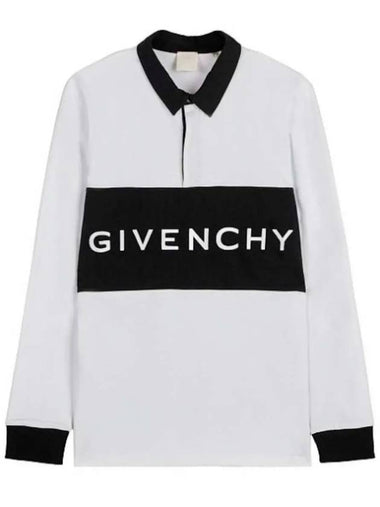 Kids embroidered logo long sleeve collar t shirt white H25420 - GIVENCHY - BALAAN 1