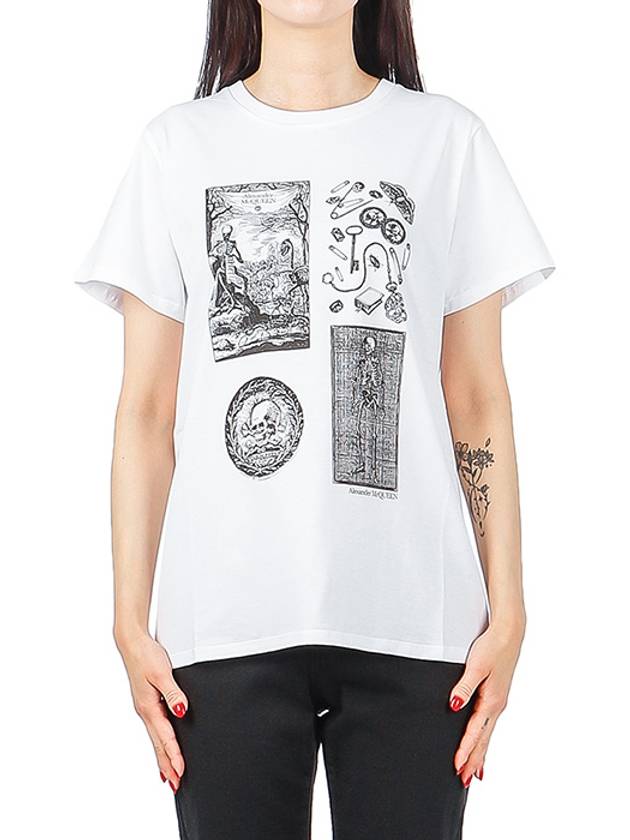 Skeleton Print Short Sleeve T-Shirt White - ALEXANDER MCQUEEN - BALAAN.