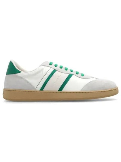 Gancini Suede Fabric Low Top Sneakers White Green - SALVATORE FERRAGAMO - BALAAN 2