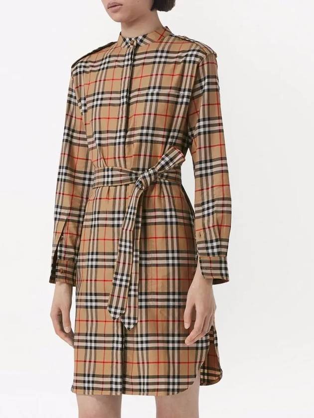 Women's Vintage Check Belt Midi Dress Beige - BURBERRY - BALAAN 3