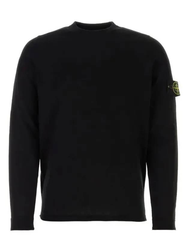 Raw Hand Cotton Crewneck Knit Top Black - STONE ISLAND - BALAAN 3