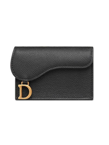 Saddle Flap Card Wallet Black - DIOR - BALAAN 1