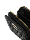 Matelasse Logo Zip Around Half Wallet Black - MIU MIU - BALAAN 6