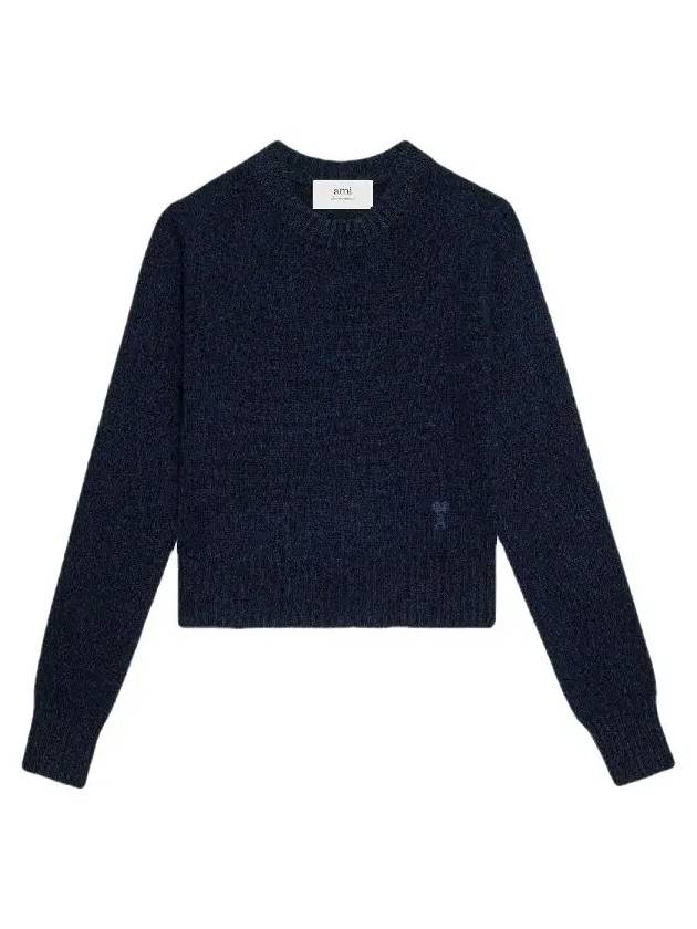 Heart Logo Cashmere Knit Top Navy - AMI - BALAAN 2