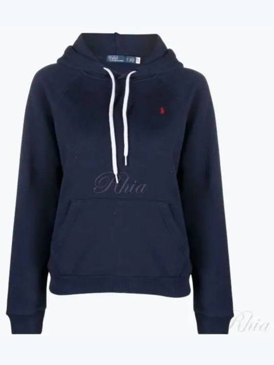 Embroidered Logo Cotton Blend Jersey Hoodie Navy - POLO RALPH LAUREN - BALAAN 2